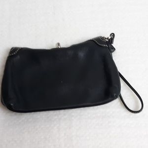 Coach Black Leather Turnlock Wristlet